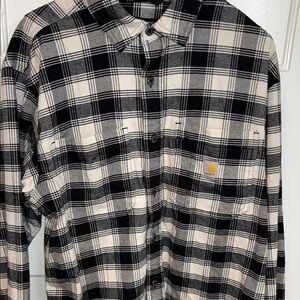 Carhartt Men's Plaid Shirt in Black and Cream